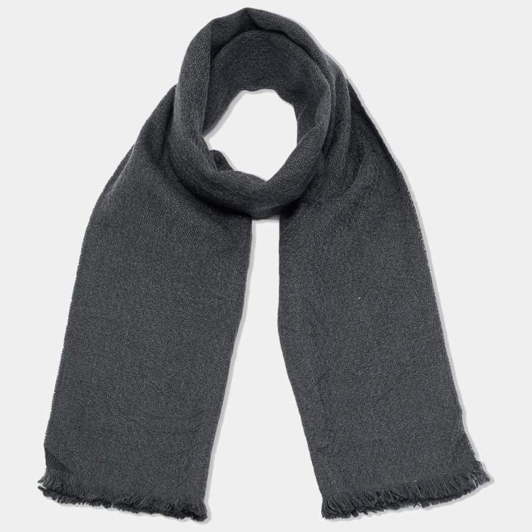 Pre Owned Versace Grey Jacquard Wool Stole 