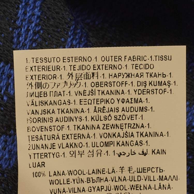 Pre Owned Versace Blue/Black Jacquard Wool Stole 