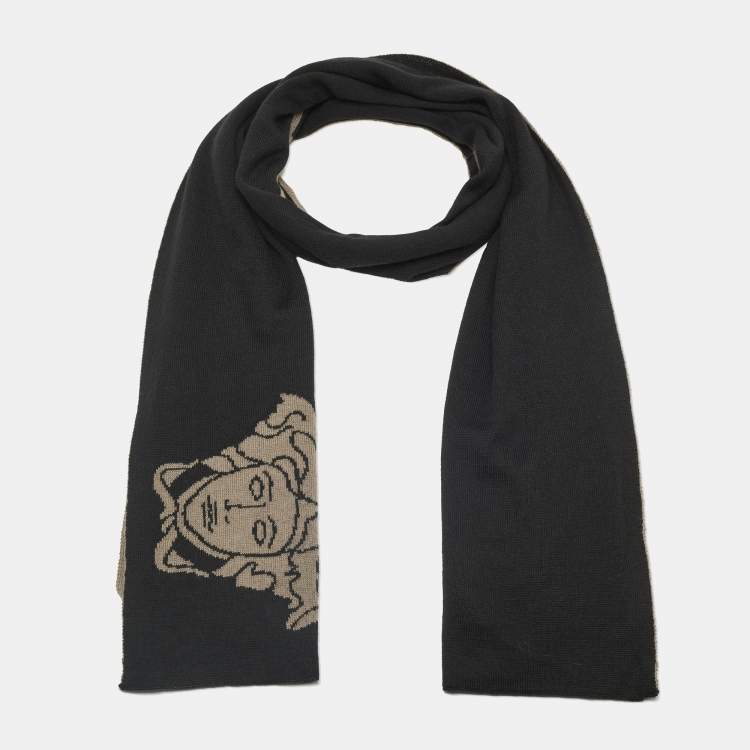مملوكة مسبقًا Versace Grey Greca and Medusa Jacquard Wool Stole