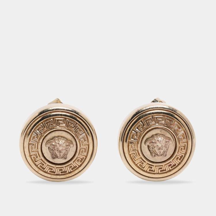 Pre Owned Versace Medusa Gold Tone Earrings