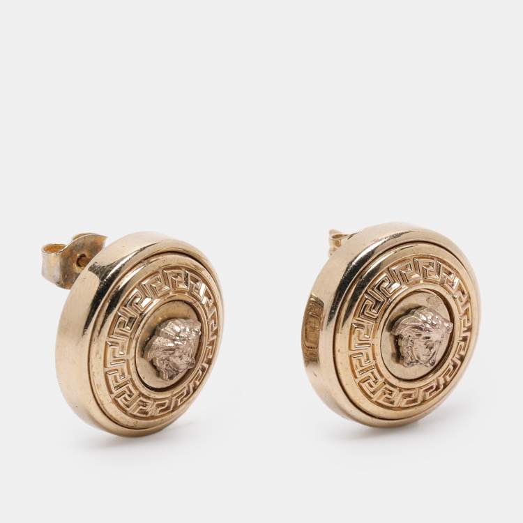 Pre Owned Versace Medusa Gold Tone Earrings