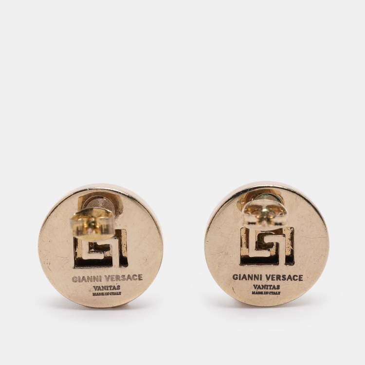 Pre Owned Versace Medusa Gold Tone Earrings