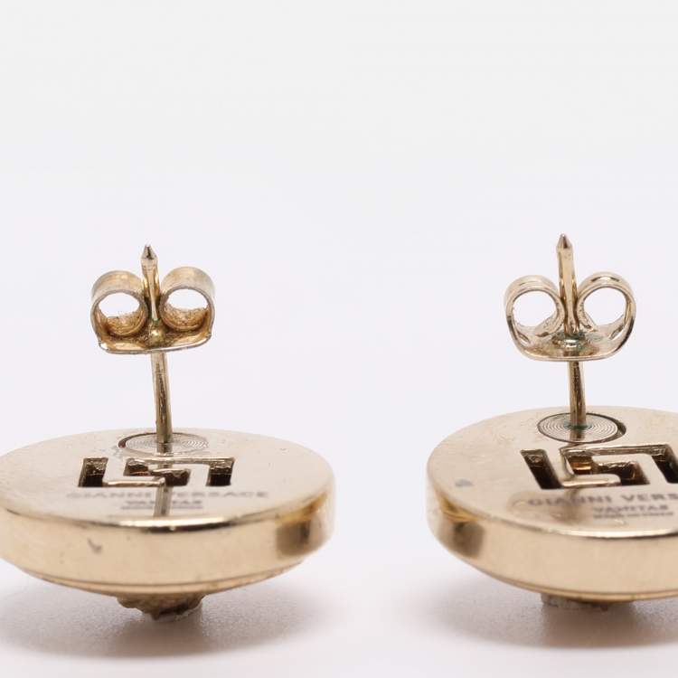 Pre Owned Versace Medusa Gold Tone Earrings