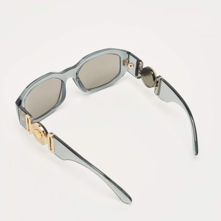 Pre Owned Versace Grey MOD 4361 Medusa Biggie Rectangular Sunglasses