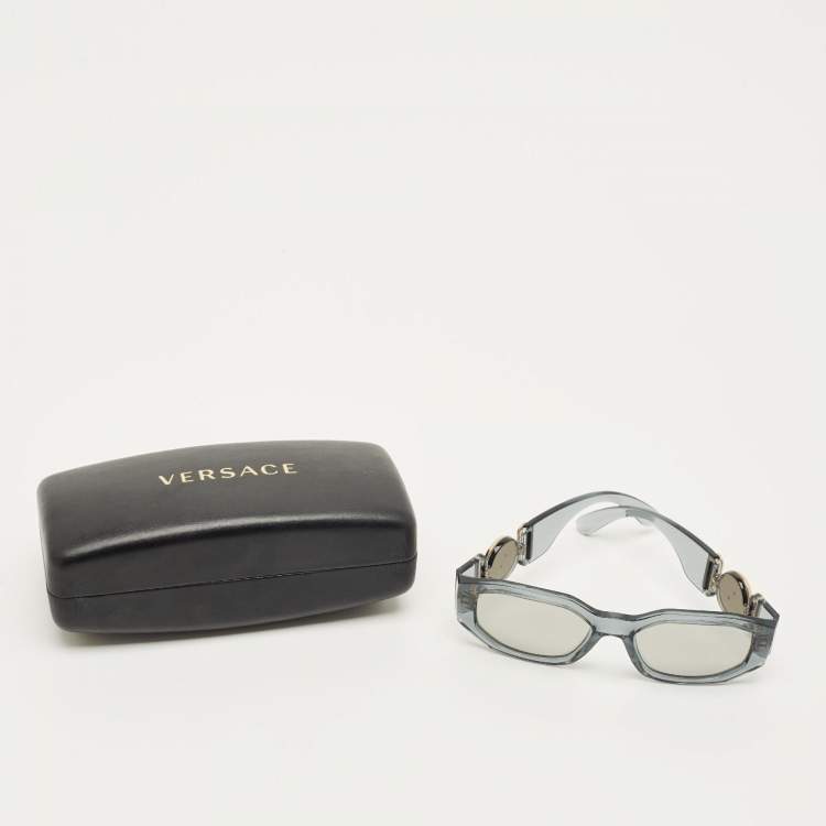 Pre Owned Versace Grey MOD 4361 Medusa Biggie Rectangular Sunglasses