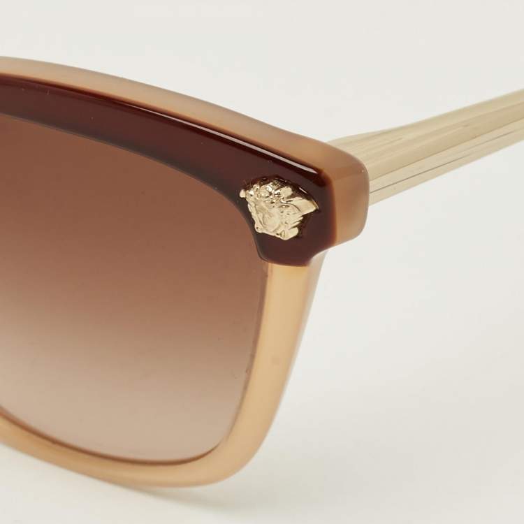 Pre Owned Versace Brown Gradient MOD 4313 Medusa Cat Eye Sunglasses
