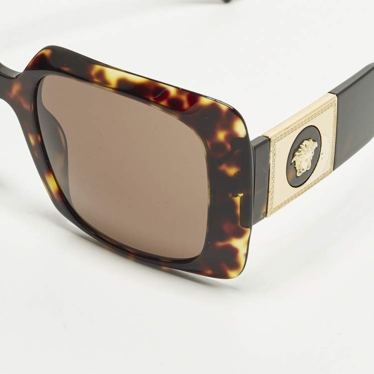 Pre Owned Versace Tortoise Brown MOD 4405 Medusa Frame Square Sunglasses