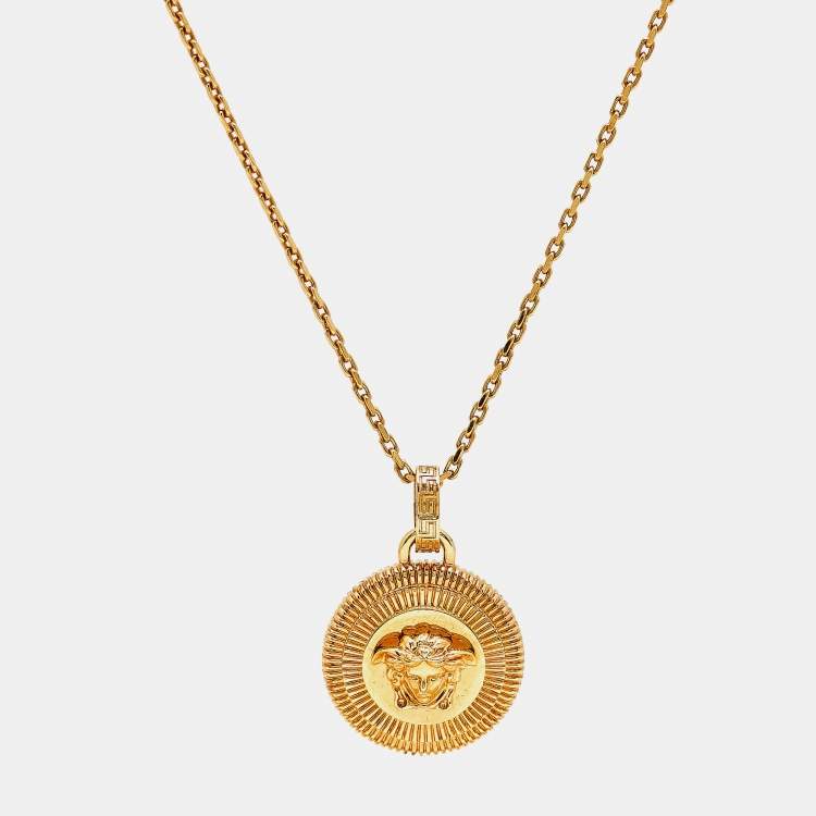 Pre Owned Versace Medusa Gold Tone Necklace