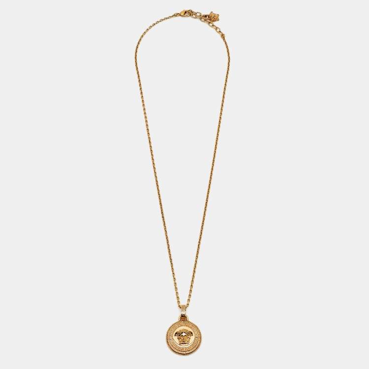 Pre Owned Versace Medusa Gold Tone Necklace