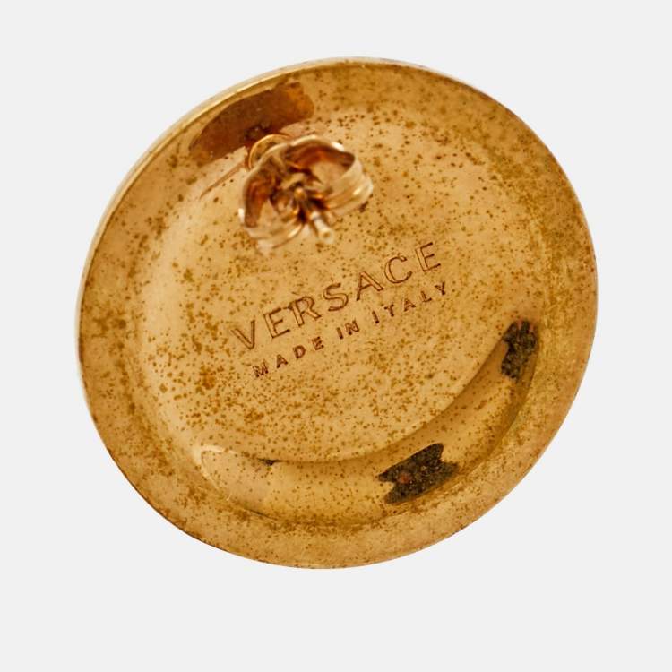 Pre Owned Versace Medusa Gold Tone Earrings