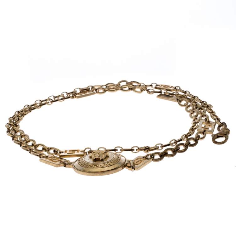 Pre Owned Versace Medusa Medallion Gold Tone Chain Link Belt