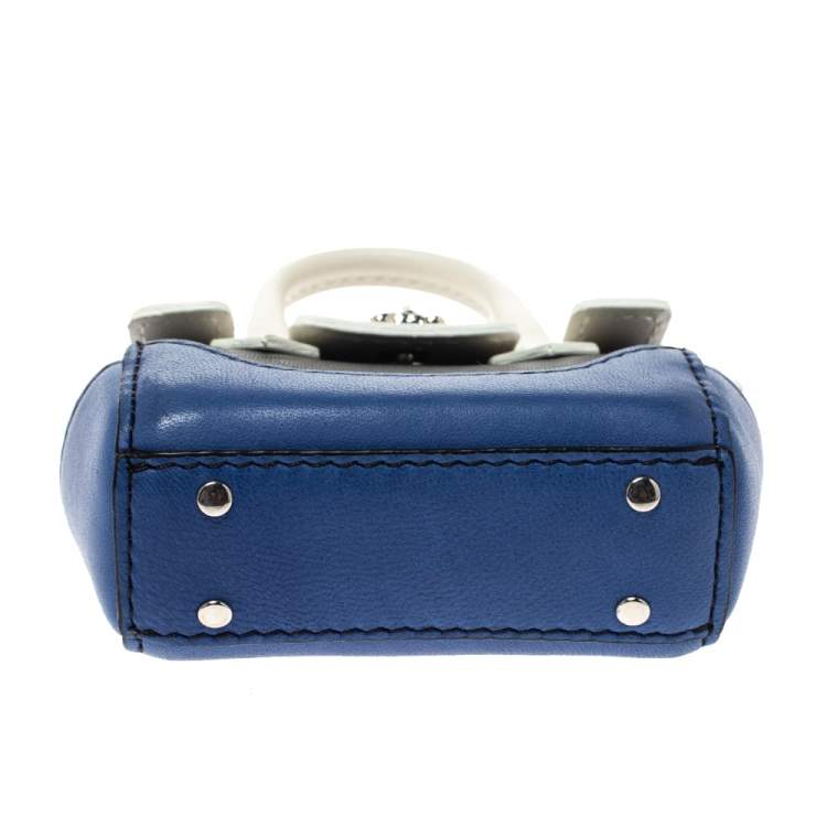 Pre Owned Versace Tri Color Leather Medusa Bag Coin Pouch Key Chain