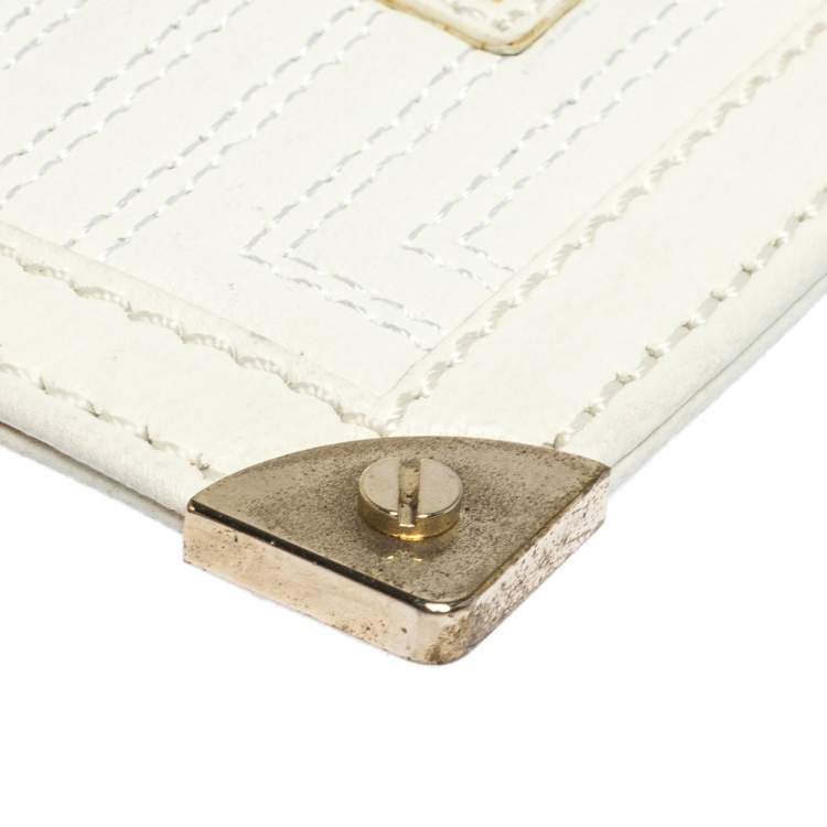 Pre Owned Versace White Quilted Leather Coin Purse and Key Charm