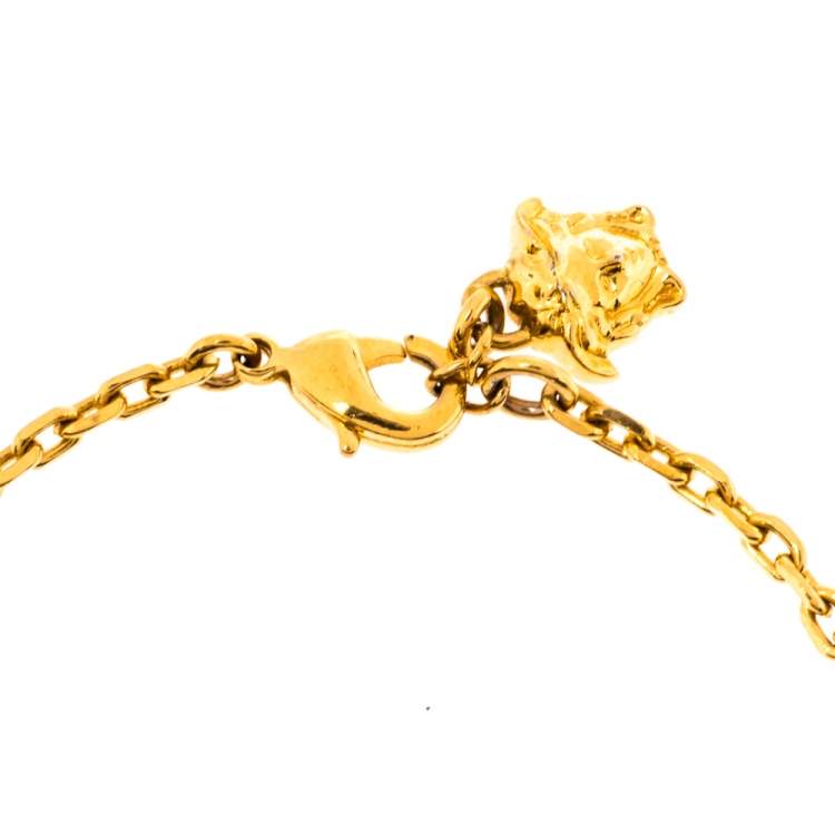 Pre Owned Versace Vintage Gold Tone Logo Bracelet