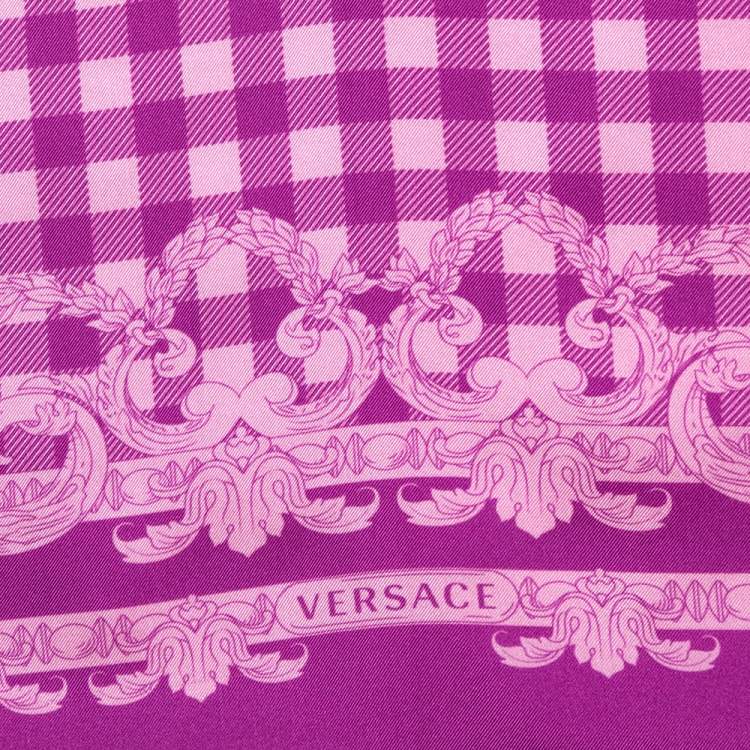 Pre Owned Versace Orchid Pink Medusa Print Silk Scarf