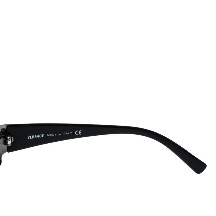 Pre Owned Versace Black Medusa Icon Embedded/ Grey Mod.2027 Rimless Sunglasses