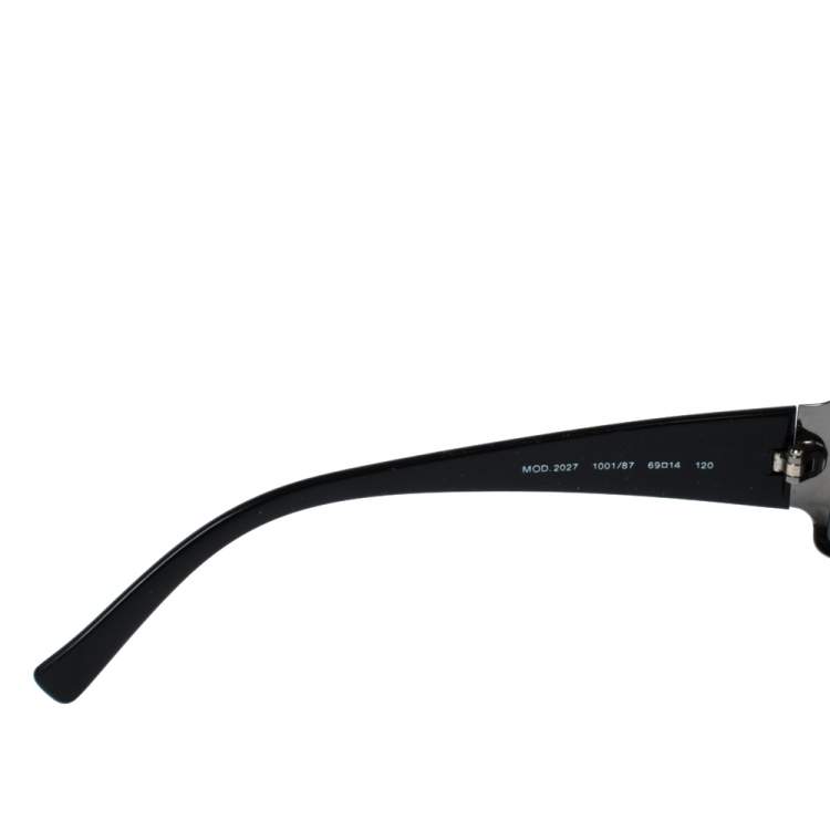 Pre Owned Versace Black Medusa Icon Embedded/ Grey Mod.2027 Rimless Sunglasses