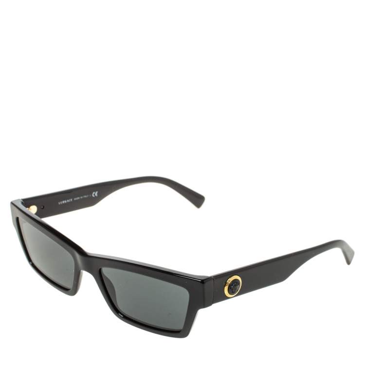 Pre Owned Versace Black Medusa Ares Square Sunglasses