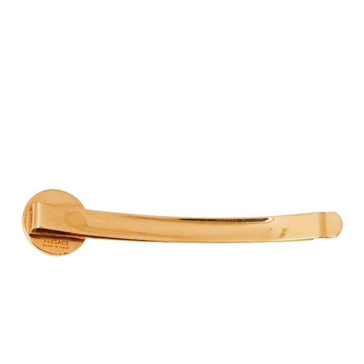Pre Owned Versace Medusa Head Motif Gold Tone Hair Clip