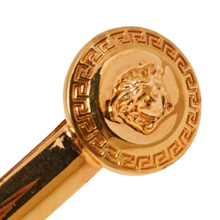 Pre Owned Versace Medusa Head Motif Gold Tone Hair Clip