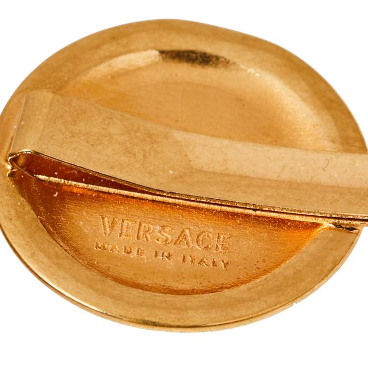 Pre Owned Versace Medusa Head Motif Gold Tone Hair Clip