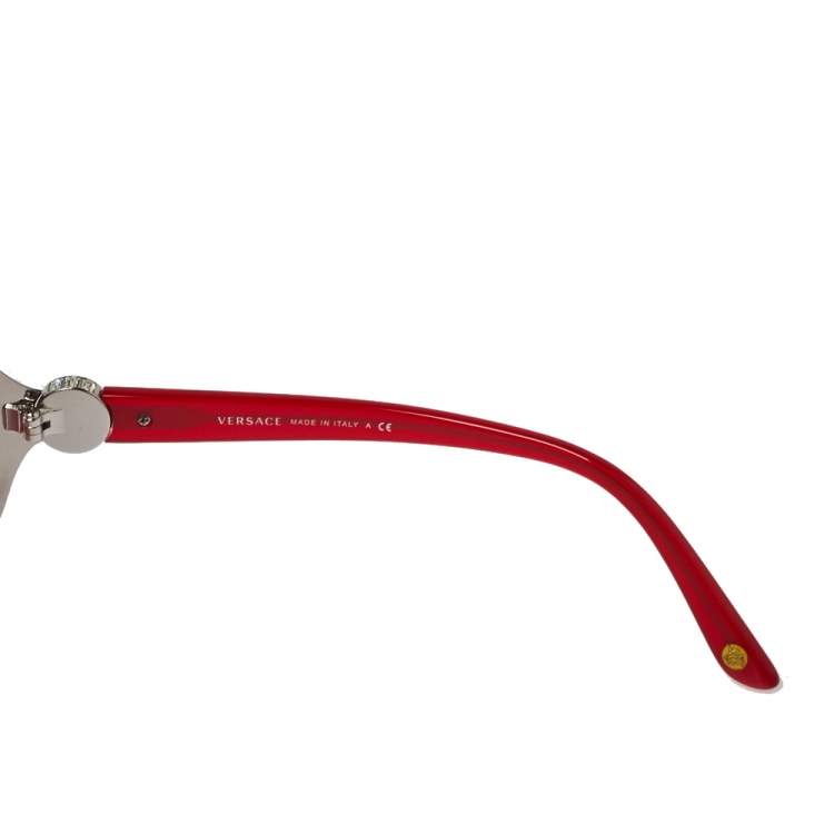 Pre Owned Versace Red/ Brown & Pink Gradient 2125-B Medusa Icon Aviator Sunglasses