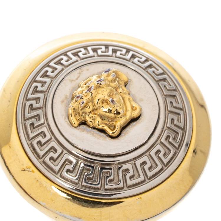Pre Owned Versace Two Tone Vanitas Medusa Ring Size EU 53
