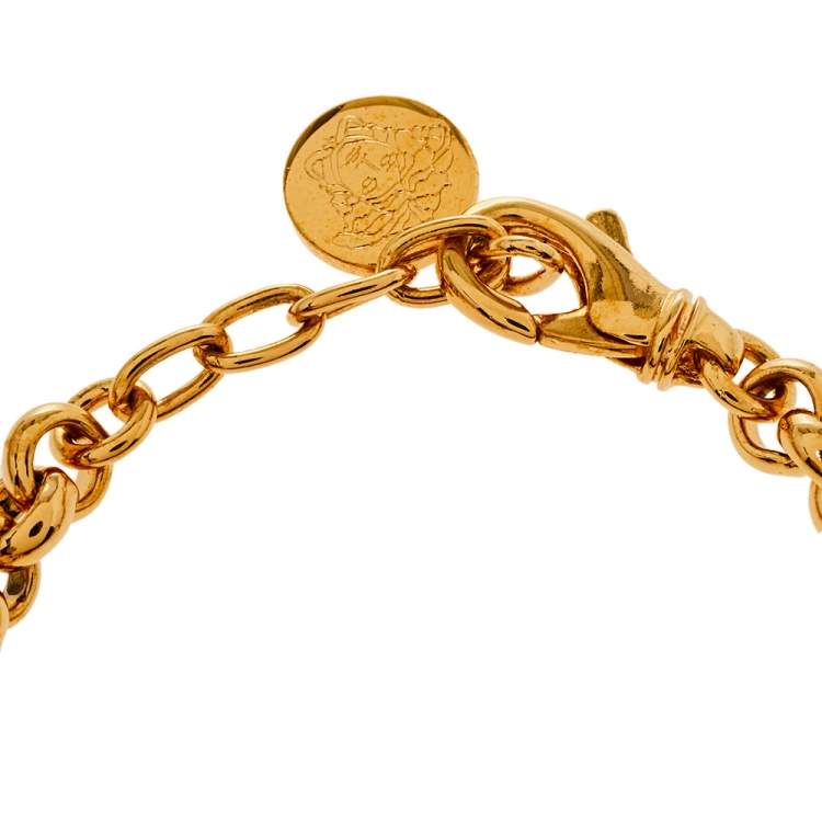 Pre Owned Versace Greca and Medusa Icon Chain Bracelet