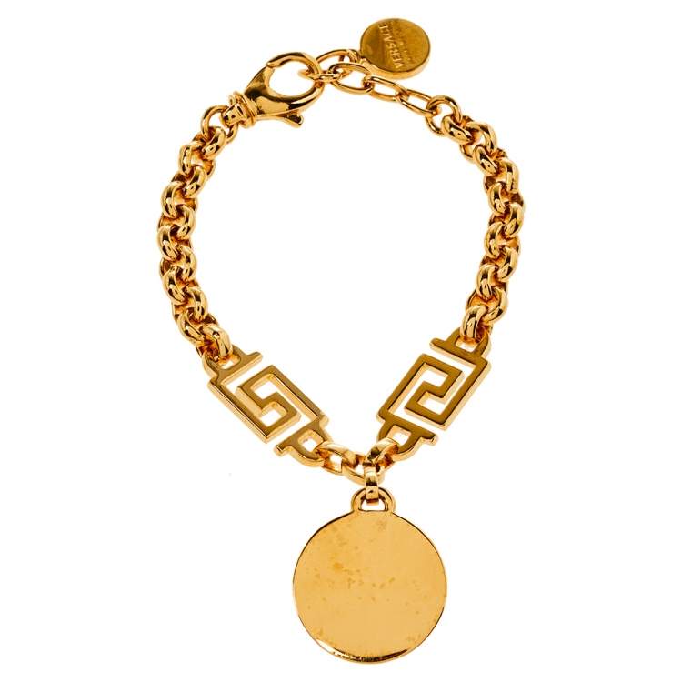 Pre Owned Versace Greca and Medusa Icon Chain Bracelet