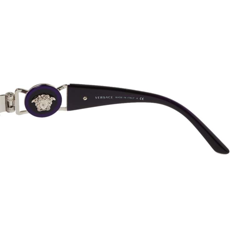 Pre Owned Versace Silver Tone/ Bicolor Gradient 2132 Shield Sunglasses