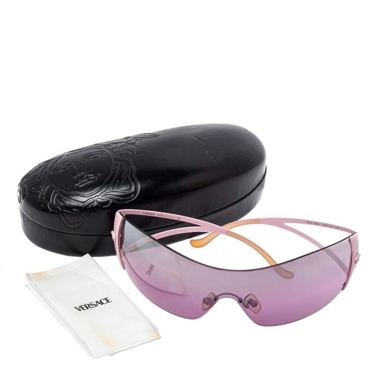 Pre Owned Versace Pink Tone/Dark Pink Gradient 2034 Medusa Shield Sunglasses
