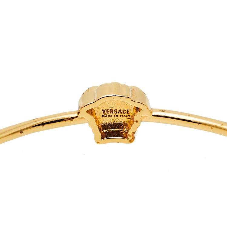 Pre Owned Versace Gold Tone Medusa Chain Link Cuff Bracelet