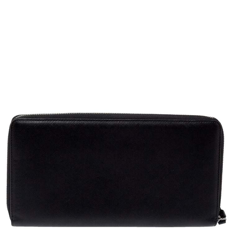 Pre Owned Versace Black Saffiano Leather Medusa Wallet Organizer
