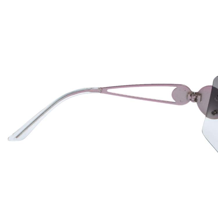 Pre Owned Versace Pink Metal/Grey Gradient Medusa 2036 Shield Sunglasses