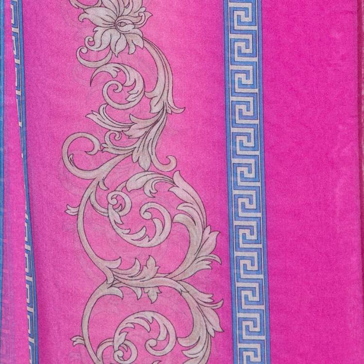 Pre Owned Versace Pink Baroque Print Silk Chiffon Stole