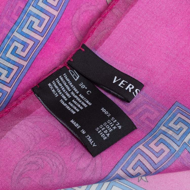 Pre Owned Versace Pink Baroque Print Silk Chiffon Stole