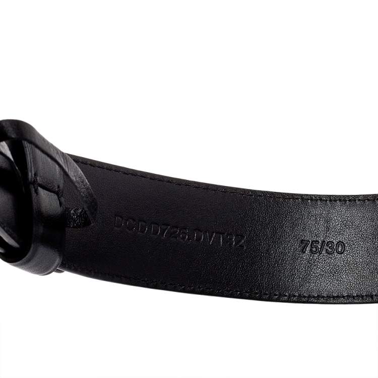 Pre Owned Versace Black Leather Medusa Belt 75CM