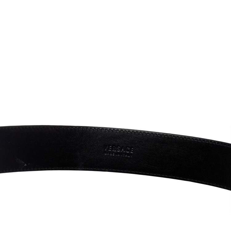 Pre Owned Versace Black Leather Medusa Belt 75CM