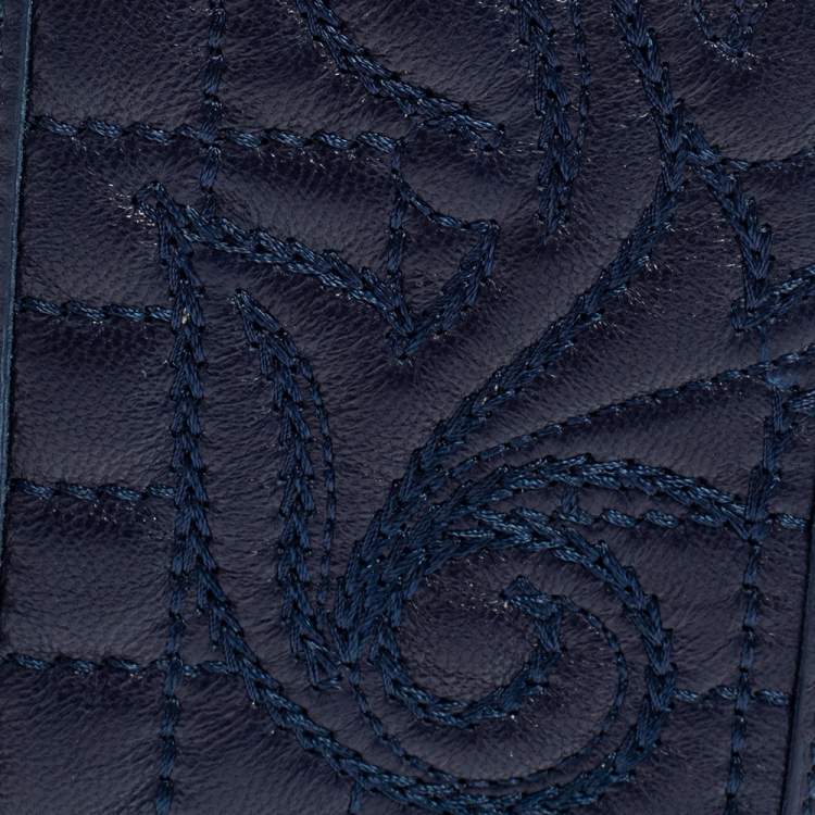 Pre Owned Versace Blue Leather Phone Holder