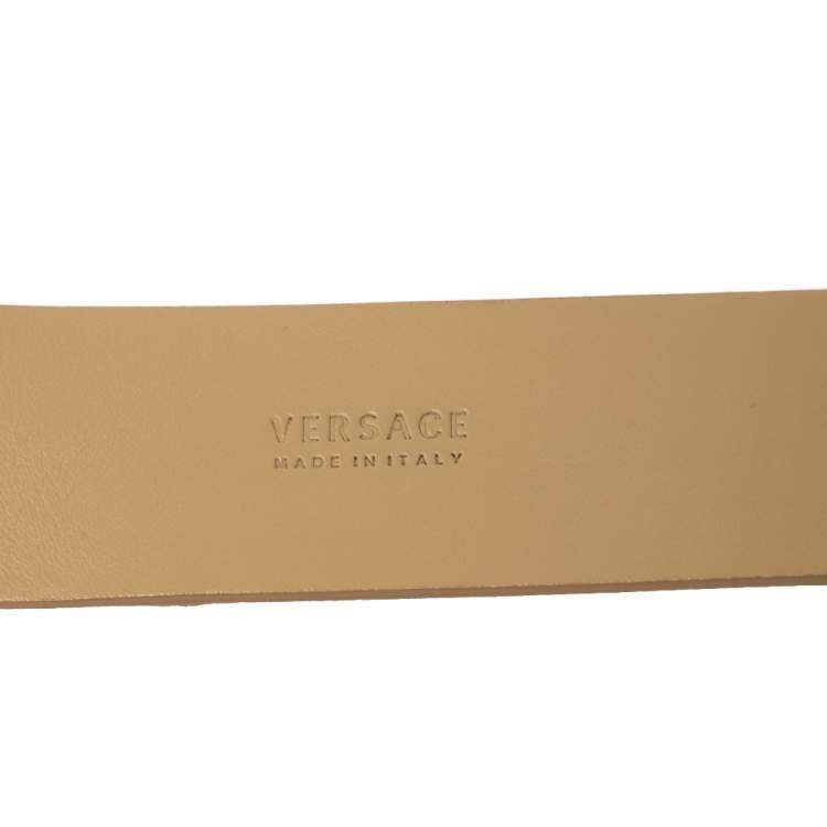 Pre Owned Versace Beige Leather Bow Detail Belt 85CM