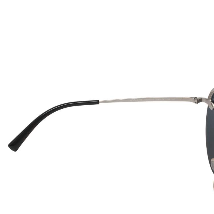 Pre Owned Versace Silver/Purple Meatal MOD 2176 Medusa Rimless Round Sunglasses