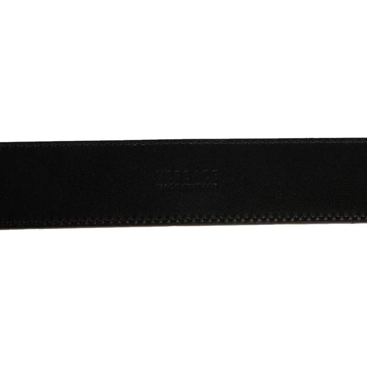 Pre Owned Versace Black Leather Medusa Square Buckle Belt 95CM