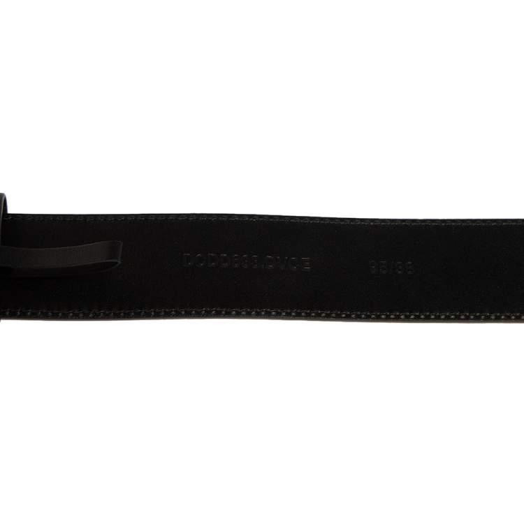 Pre Owned Versace Black Leather Medusa Square Buckle Belt 95CM