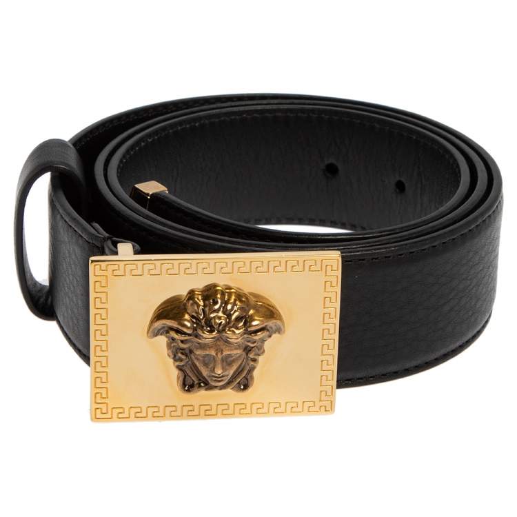 Versace Black Leather Medusa Square Buckle Belt 95CM Versace