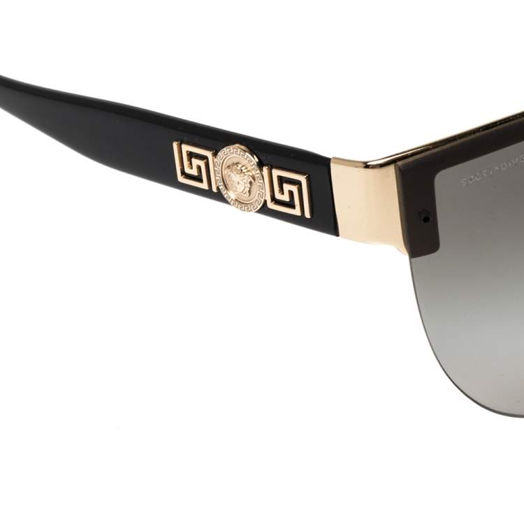 Pre Owned Versace Black Acetate 2144 Shield Sunglasses