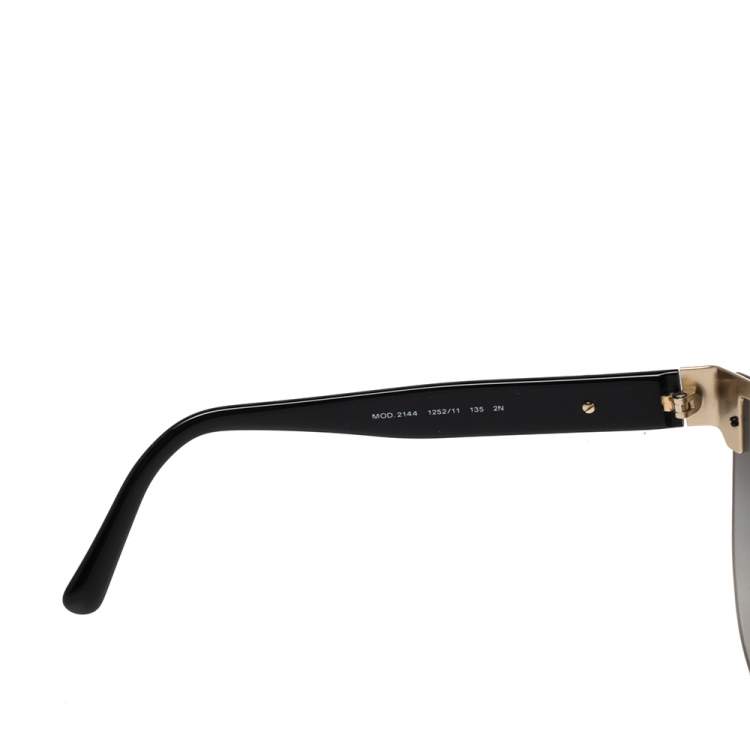 Pre Owned Versace Black Acetate 2144 Shield Sunglasses