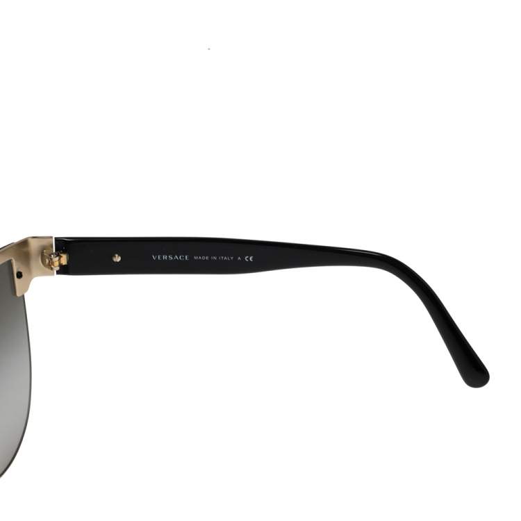 Pre Owned Versace Black Acetate 2144 Shield Sunglasses