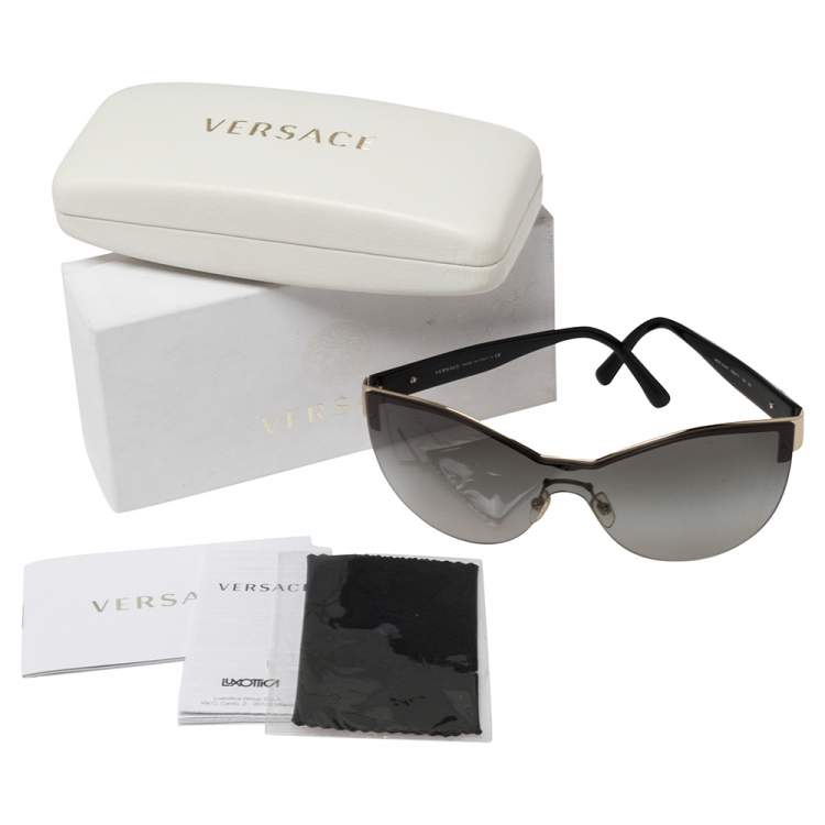 Pre Owned Versace Black Acetate 2144 Shield Sunglasses