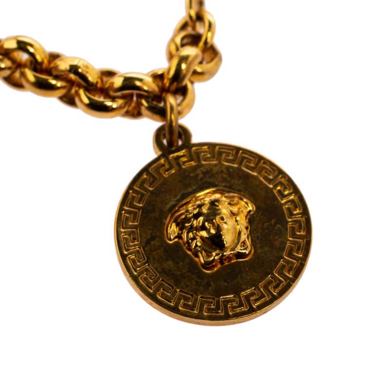 Pre Owned Versace Crystal Gold Tone Charm Bracelet