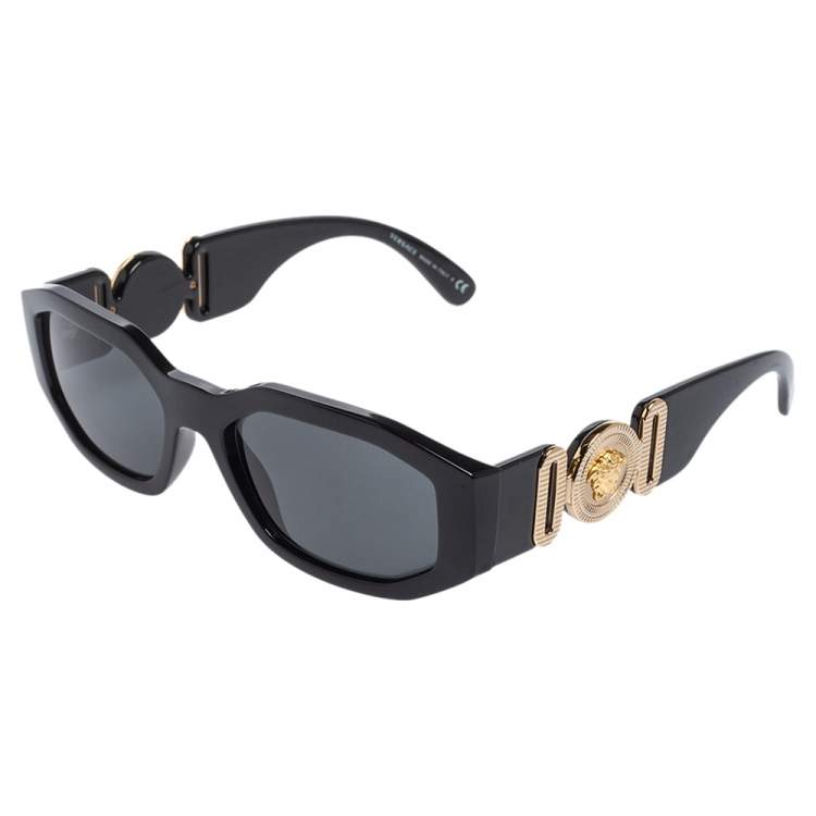 Pre Owned Versace Black / Grey 4361 Medusa Biggie Rectangle Sunglasses